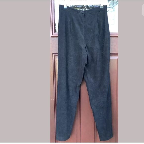 Vintage Leopard Cuff Black Faux Suede Jacket Pants - Picture 8 of 9